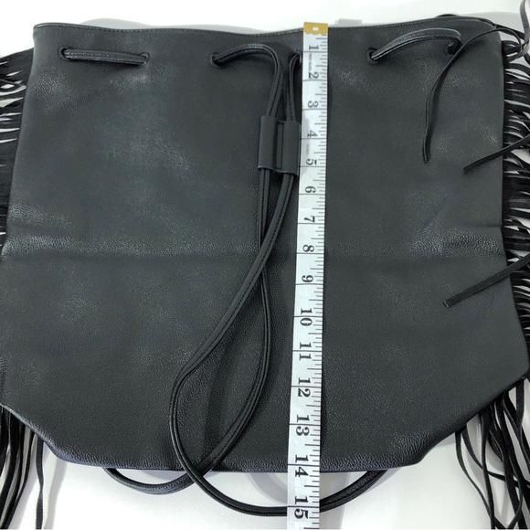 Victoria Secret Black Fringe Faux Pebble Leather Backpack Carry All Backpack NWT main image 7